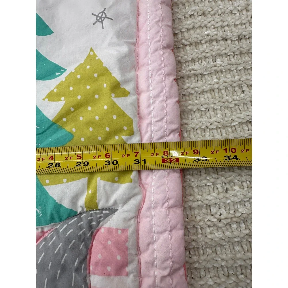 Cloud Island Baby Quilt Woodland Deer Rabbit Pink Nursery Blanket 33x42 Kids Toy